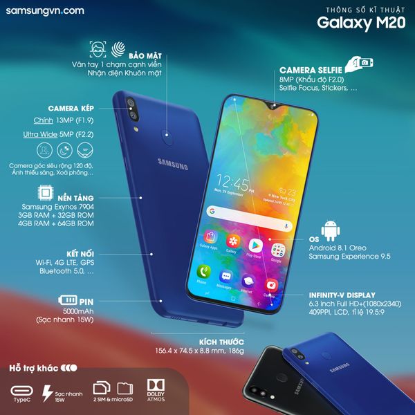 Samsung Galaxy M20 Mới - Chính Hãng di động v24h