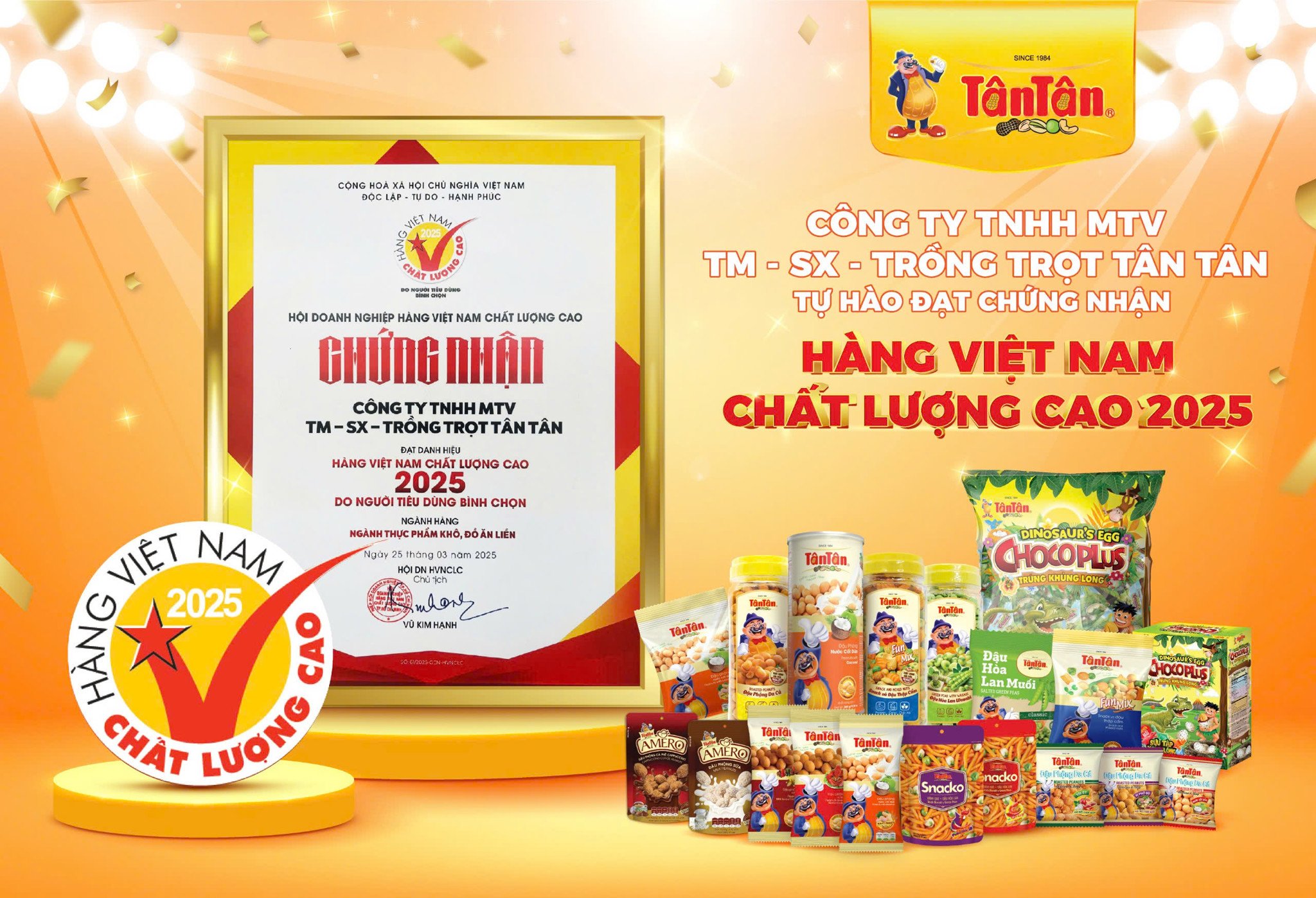 TÂN TÂN GIỮ VỮNG DANH HIỆU “HÀNG VIỆT NAM CHẤT LƯỢNG CAO 2025”