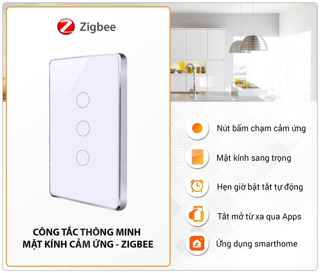 Công Tắc Thông Minh Mặt Kính Cảm Ứng Zigbee SmartZ WZ1 Viền Kim Loại