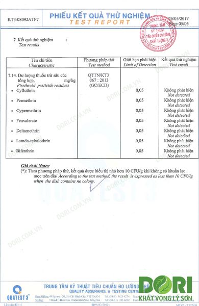 Kết quả thử nghiệm tỏi Lý Sơn DORI - p5