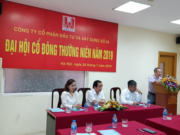 ĐẠI HỘI CỔ ĐÔNG THƯỜNG NIÊN CÔNG TY CỔ PHẦN ĐẦU TƯ VÀ XÂY DỰNG SỐ 34 NĂM 2019