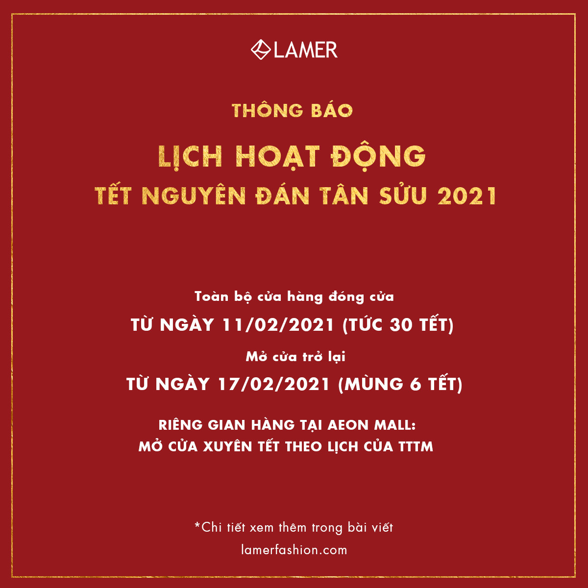 THÔNG BÁO LỊCH NGHỈ TẾT NGUYÊN ĐÁN 2021