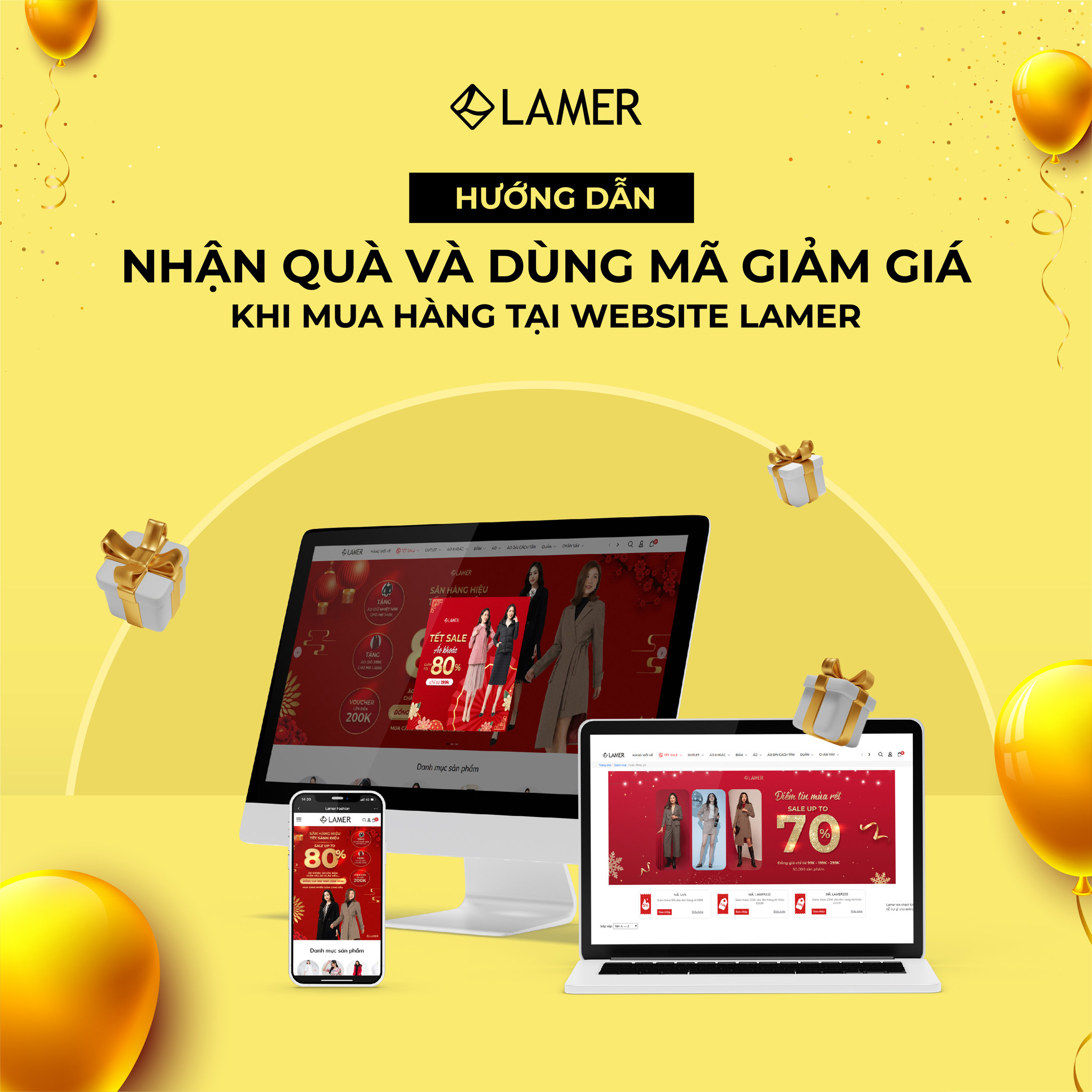 Hướng dẫn nhận quà và dùng mã giảm giá khi mua hàng tại website LAMER