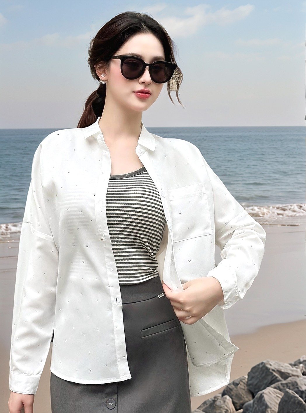 Áo sơ mi nữ đi biển