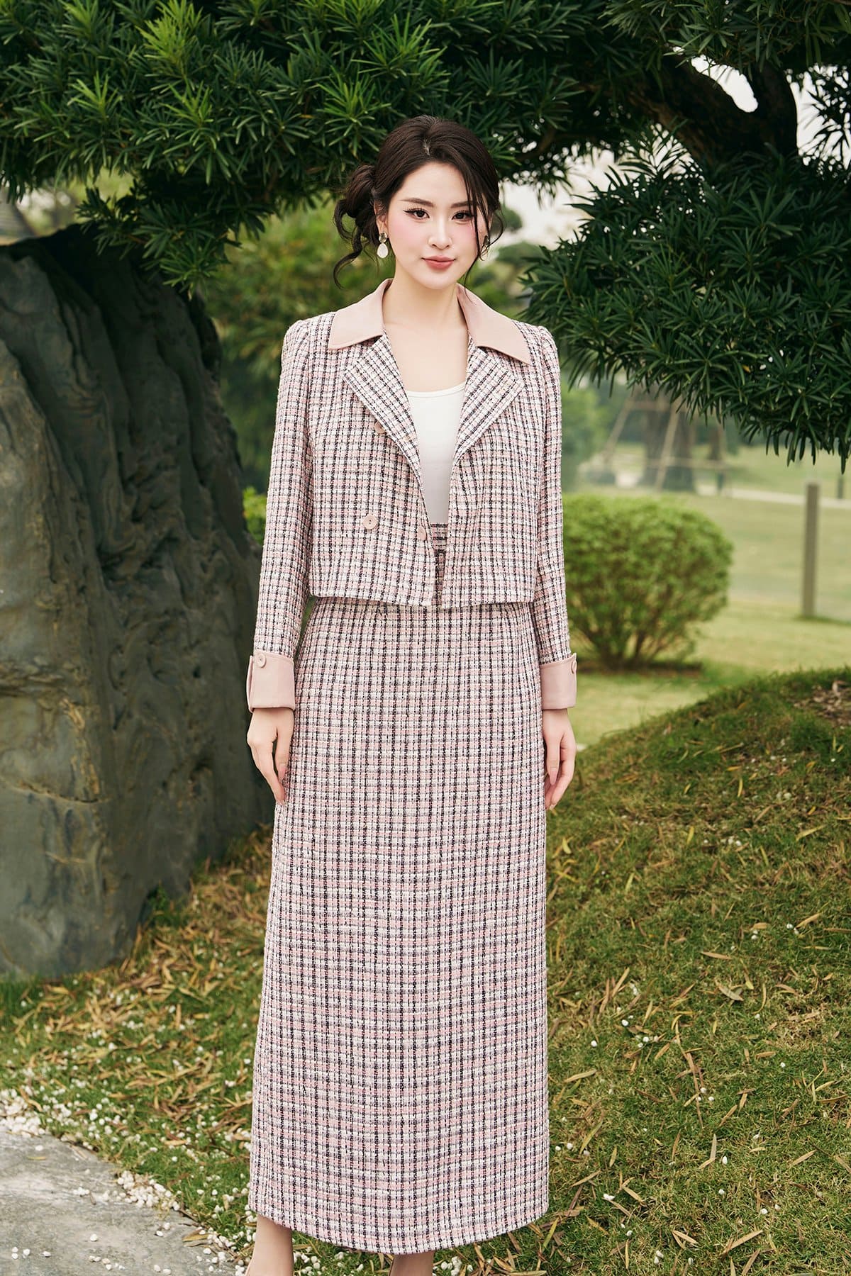 chân váy dạ tweed cho mùa đông