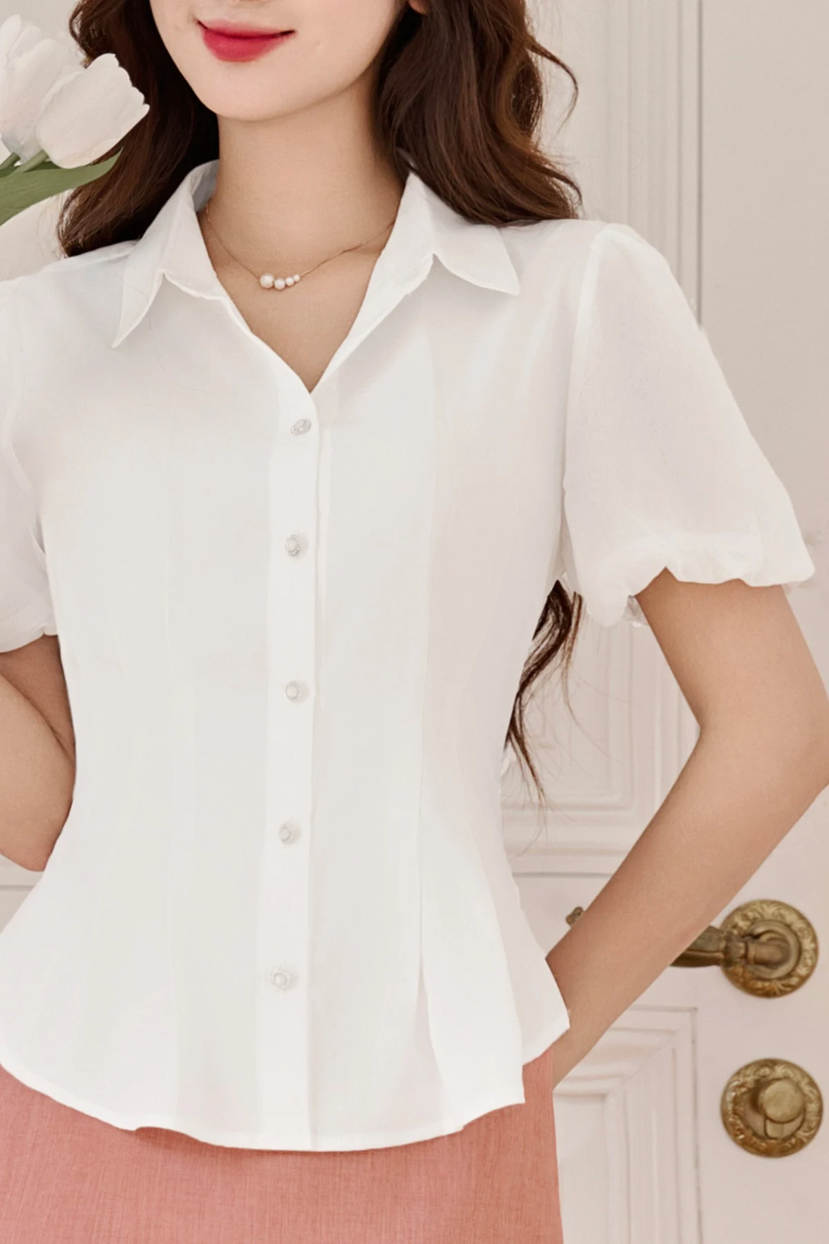 Chọn cổ áo sơ mi nữ
