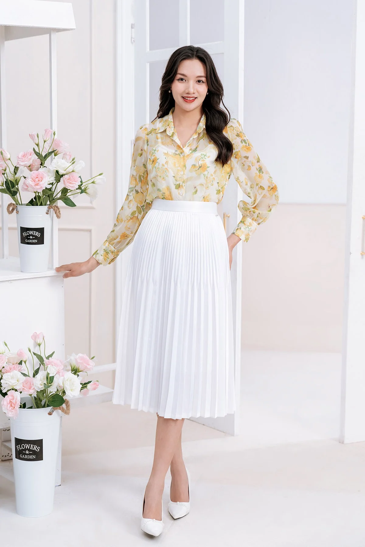 Lưu ý tỉ lệ khi phối đồ với chân váy trắng dài