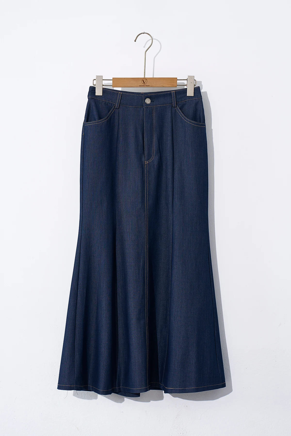chân váy đi biển denim dáng xòe