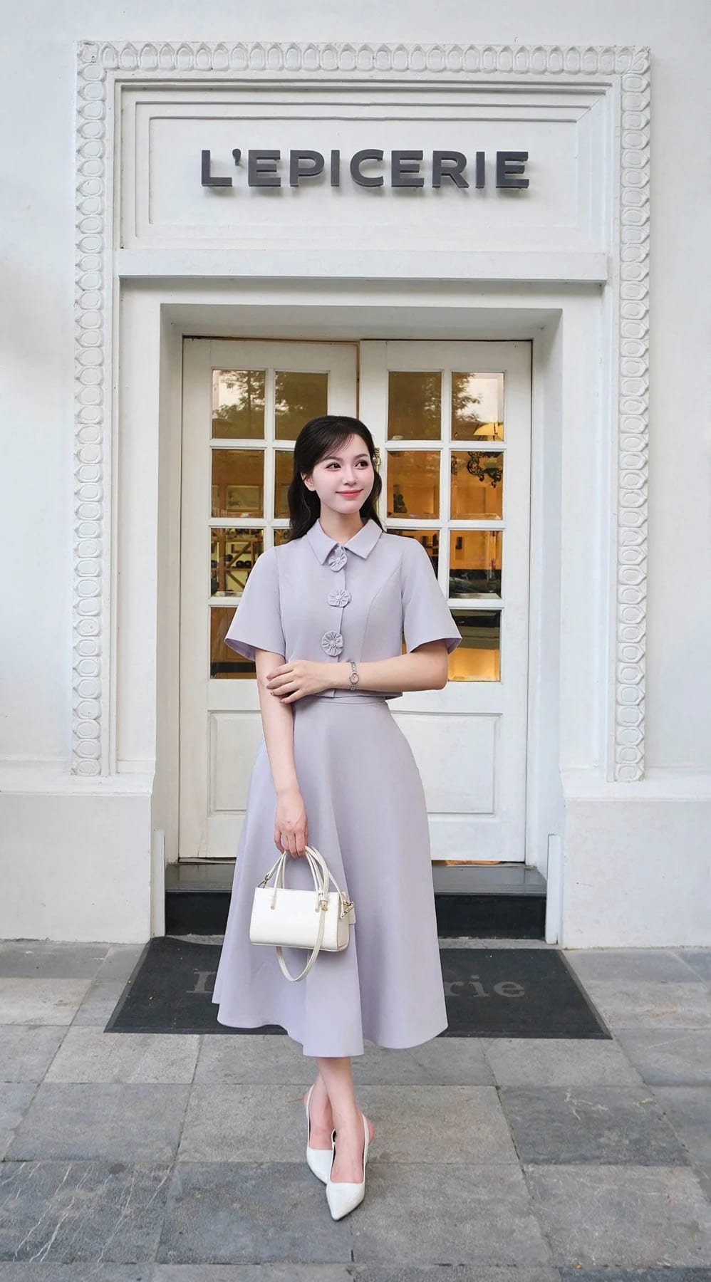 chân váy xòe công sở dáng tròn