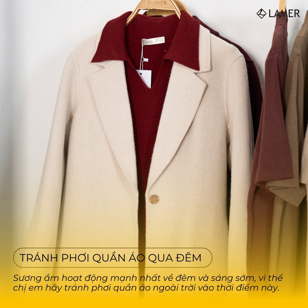 Tránh phơi quần áo qua đêm mùa nồm