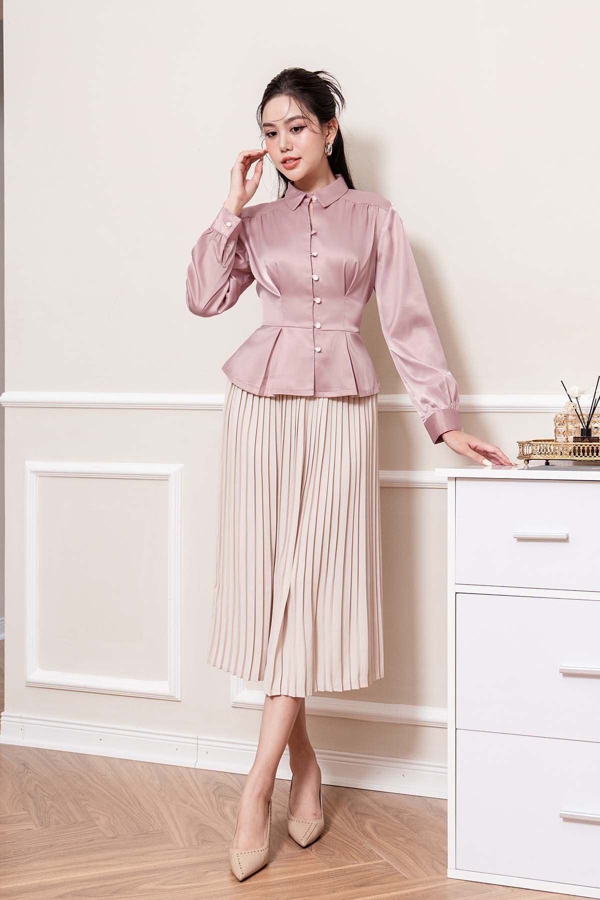 Phối đồ áo sơ mi màu hồng