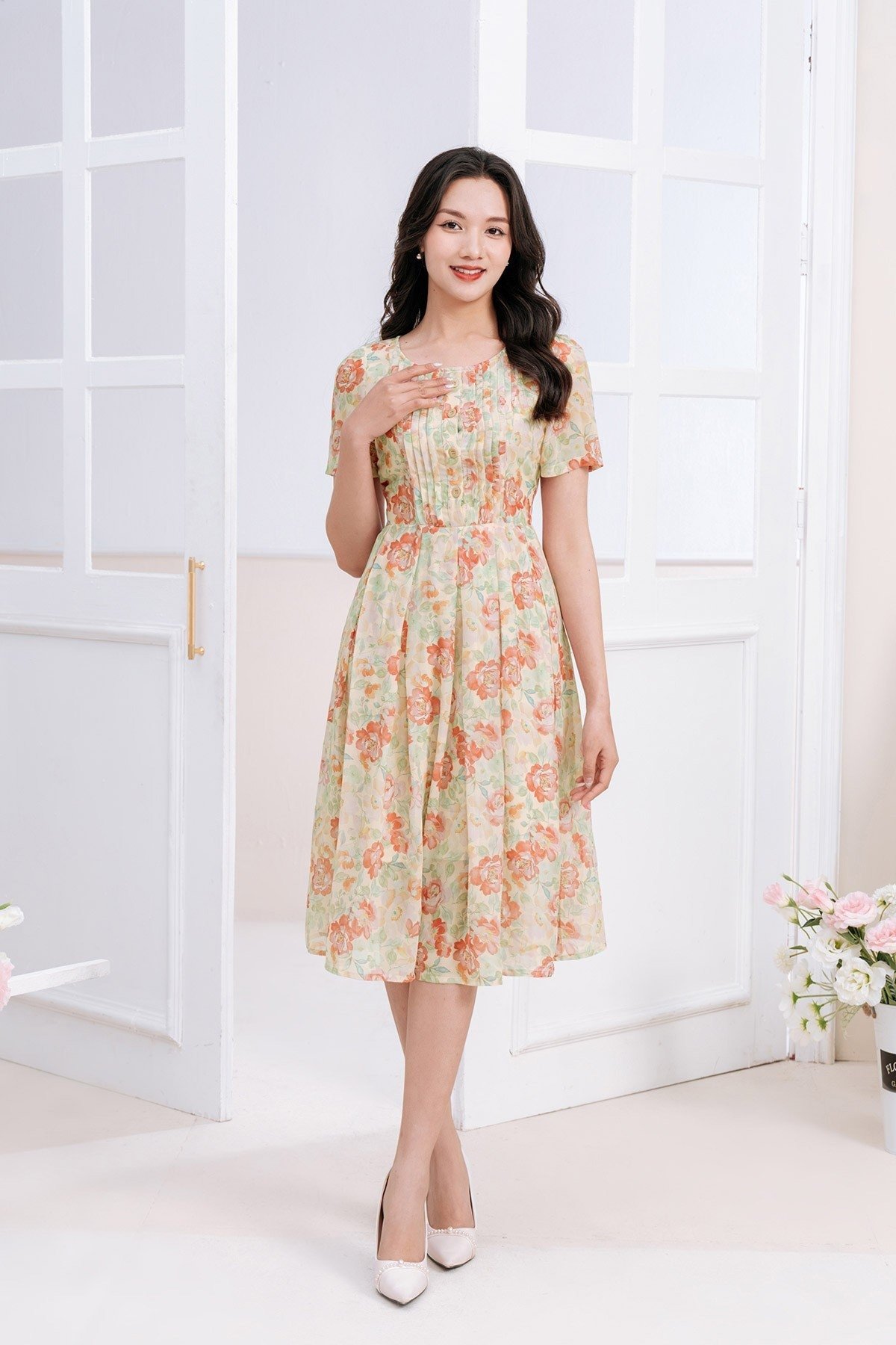 Váy hoa đi biển cho người béo