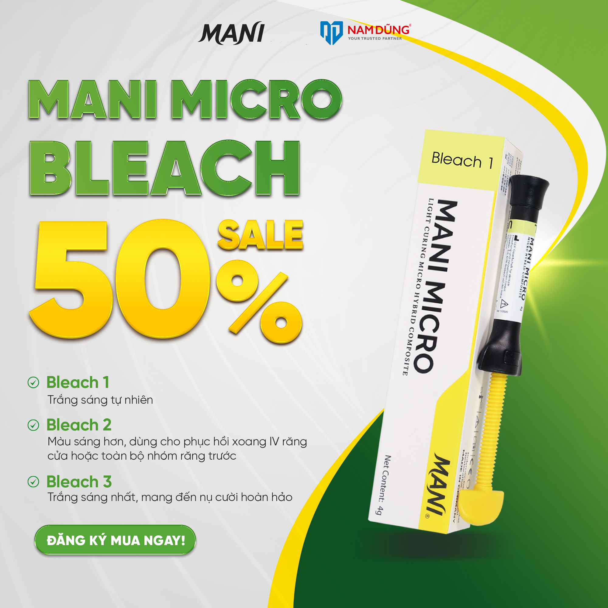 🎉 #Khuyến_mãi đặc biệt từ MANI DENTAL | SALE 50% Mani Micro Bleach