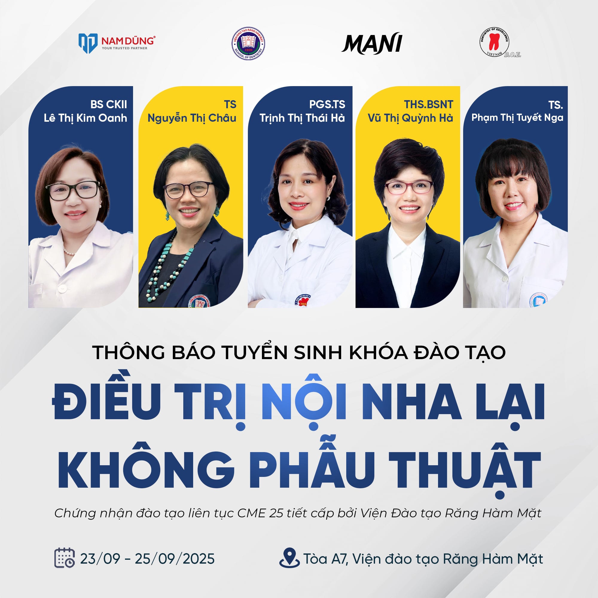#Hà_Nội | MỞ ĐĂNG KÝ KHÓA ĐÀO TẠO CHUYÊN ĐỀ:  “ĐIỀU TRỊ NỘI NHA LẠI KHÔNG PHẪU THUẬT”
