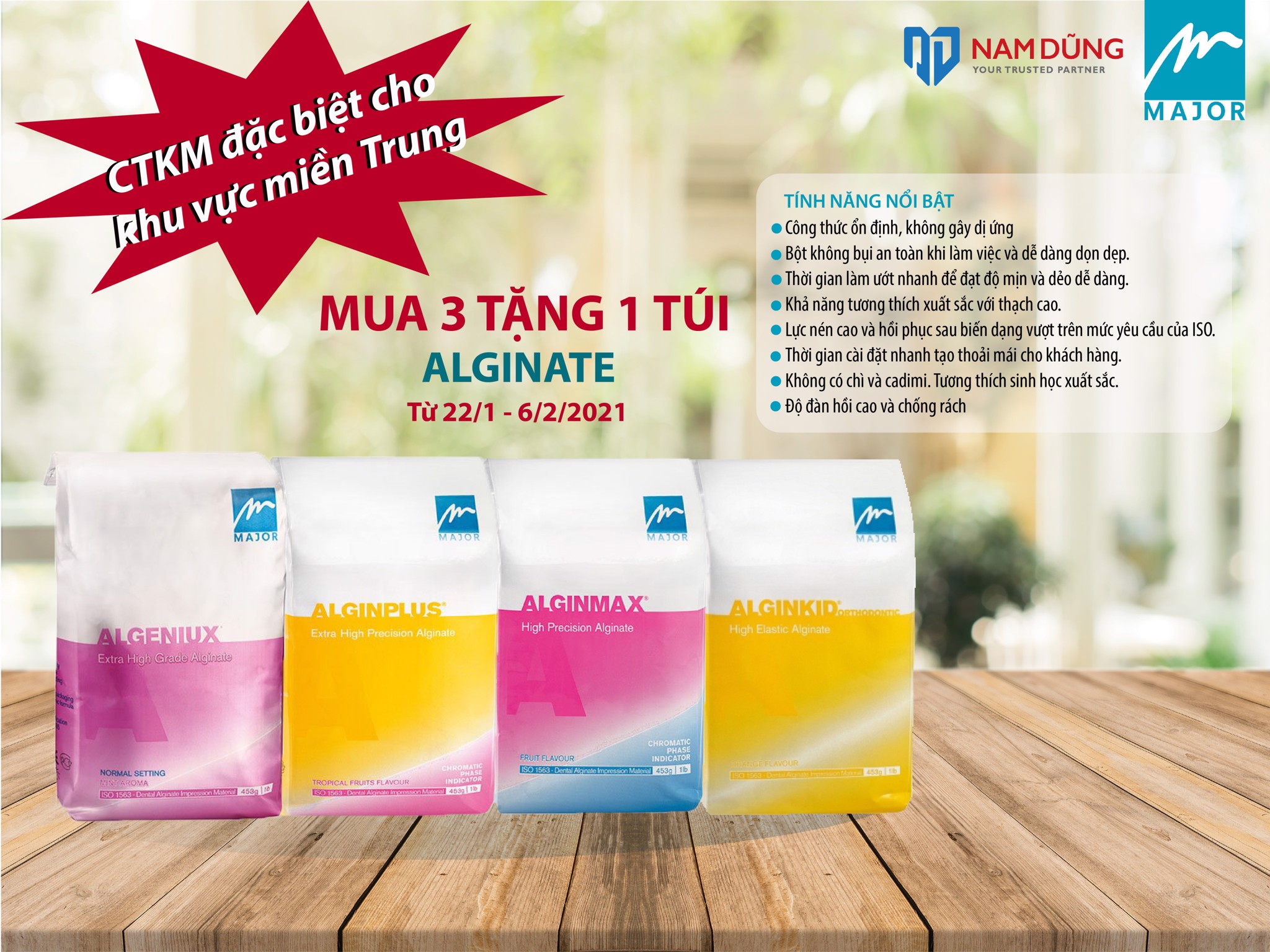 VẬT LIỆU LẤY DẤU ALGINATE MAJOR - CHƯƠNG TRÌNH KHUYẾN MÃI SỐC MUA 3 TẶNG 1