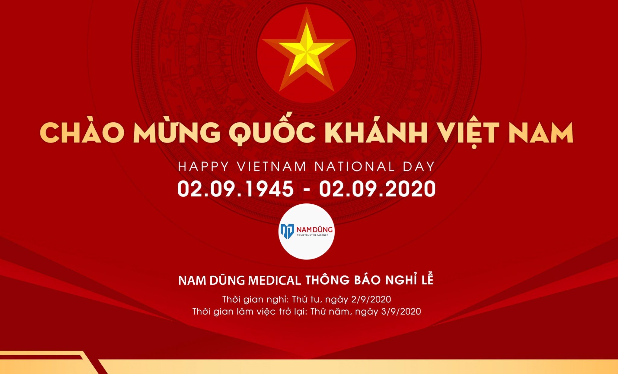 THÔNG BÁO NGHỈ LỄ 2/9/2020