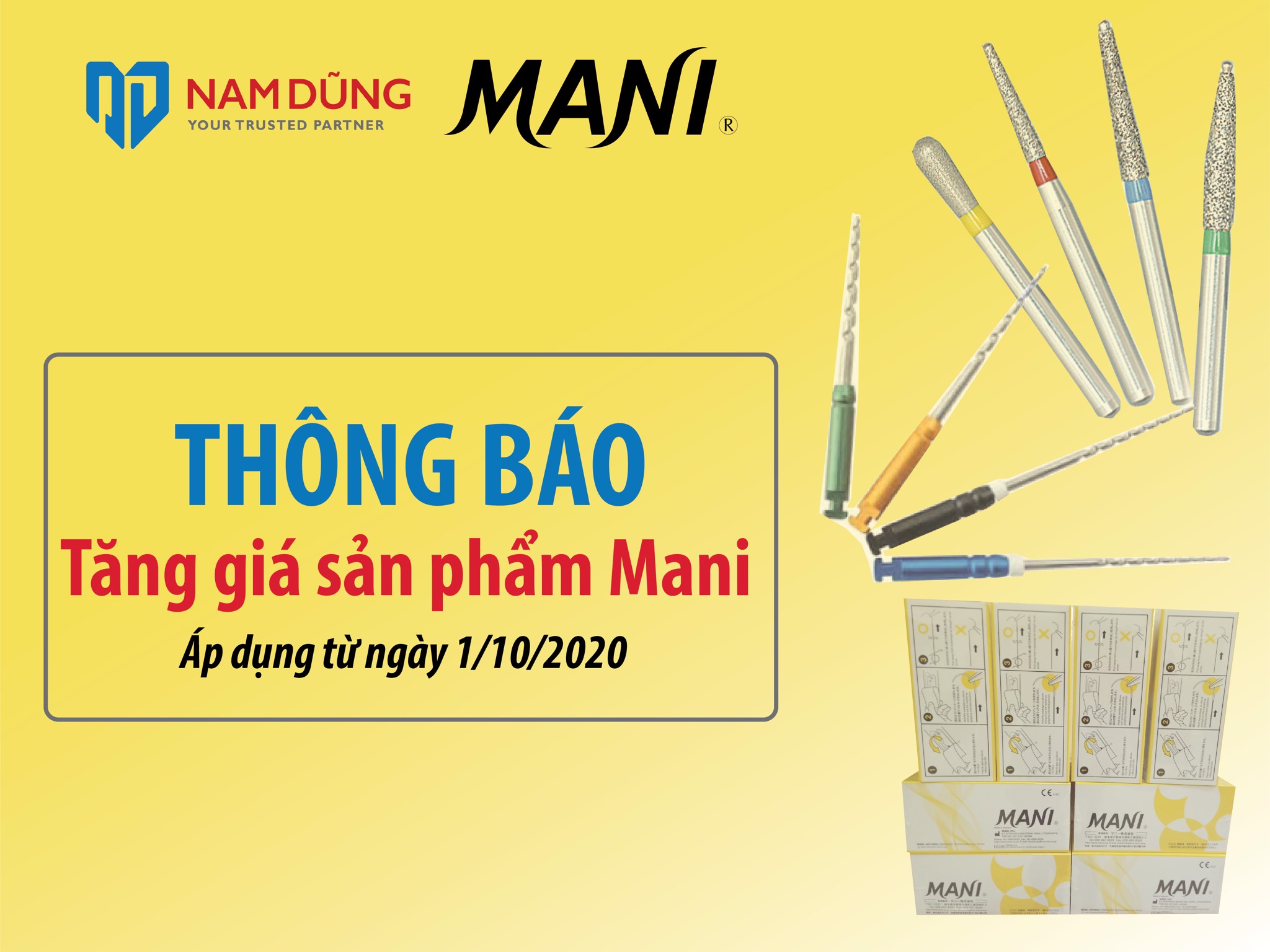 THÔNG BÁO: TĂNG GIÁ SẢN PHẨM MANI TỪ NGÀY 1/10/2020