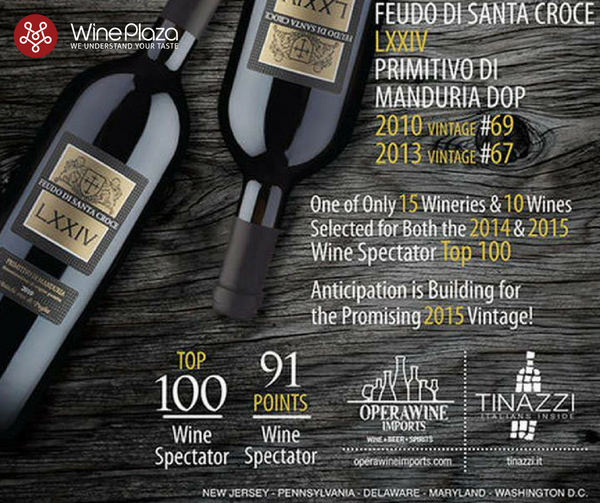 Tilbud lige ud slot Feudo di Santa Croce Primitivo di Manduria LXXIV - Top 100 chai rượu v –  WinePlaza