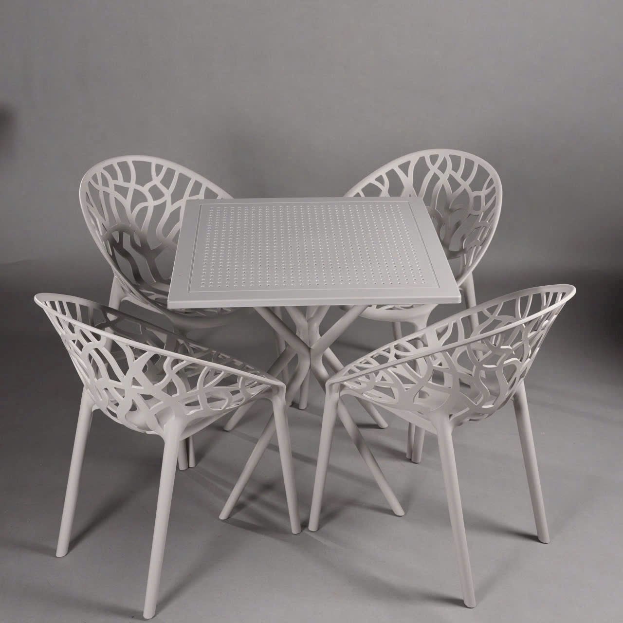 Bộ Bàn Ghế Nhựa Đúc Cao Cấp Màu Xám Nhám – Hiện Đại, Tinh Tế, Bền Đẹp Theo Thời Gian