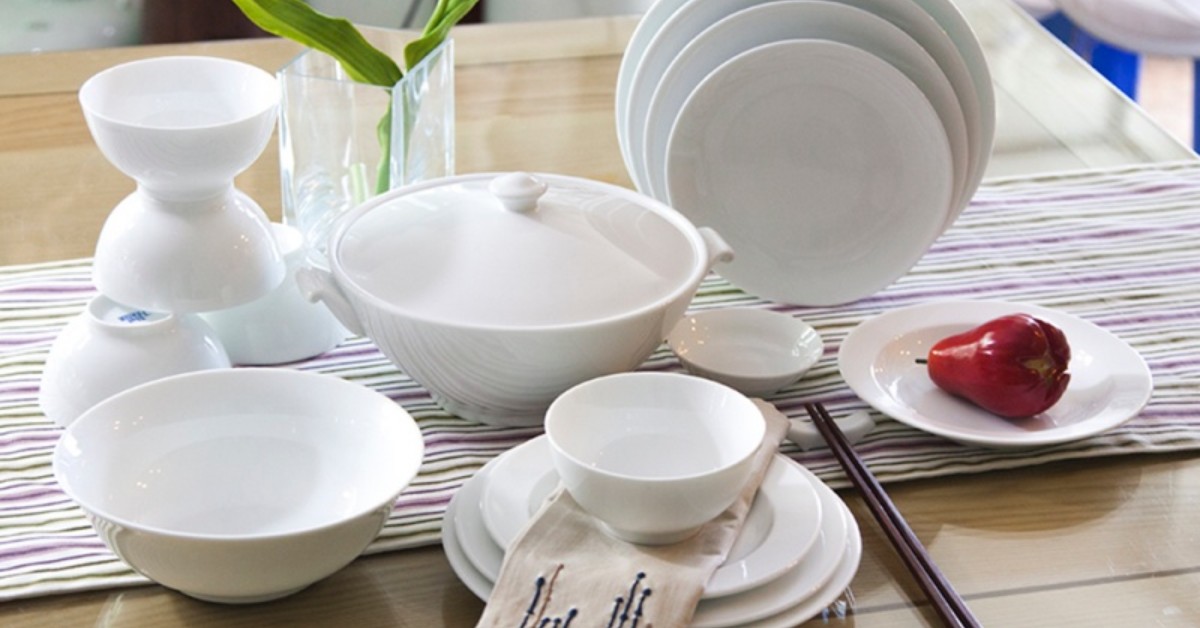 Bộ sưu tập tô chén dĩa melamine trắng