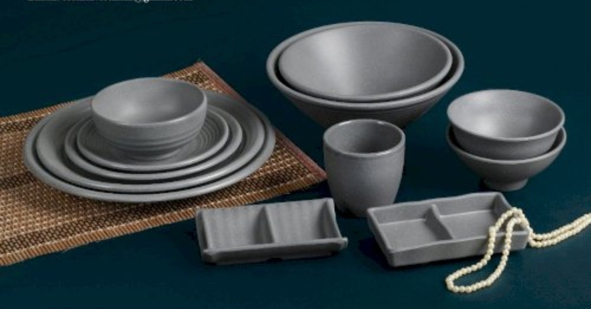Bộ sưu tập tô chén dĩa melamine xám