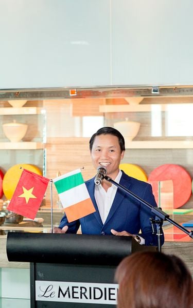 CEO Hải sản Hoàng Gia - ông Trần Văn Trường có bài phát biểu về sự kiện này