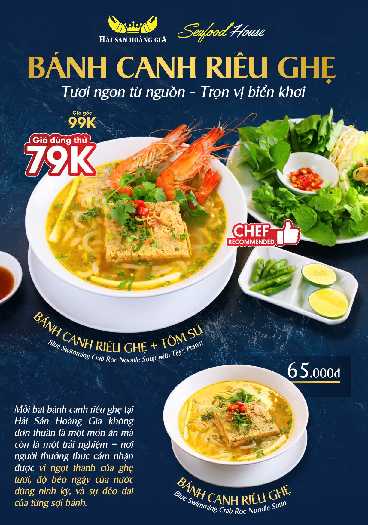 Menu bánh canh riêu ghẹ