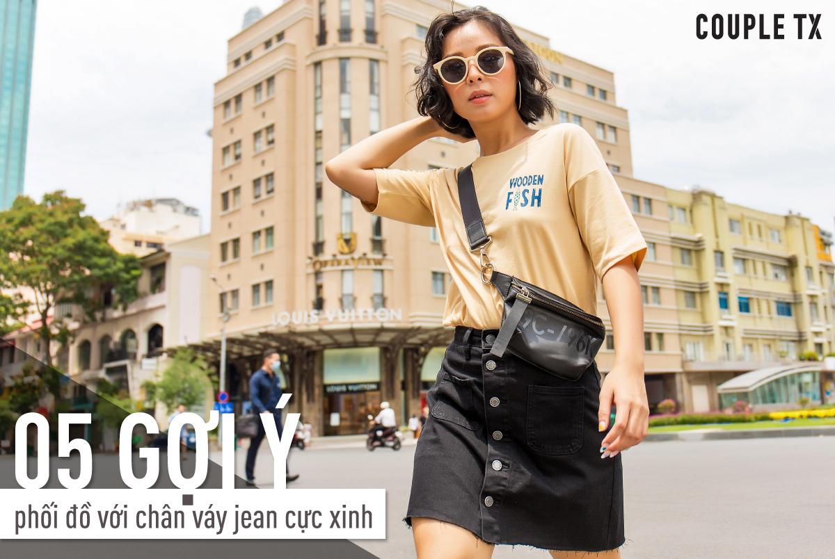 05 Gợi Ý Phối Đồ Với Chân Váy Jean Cực Xinh