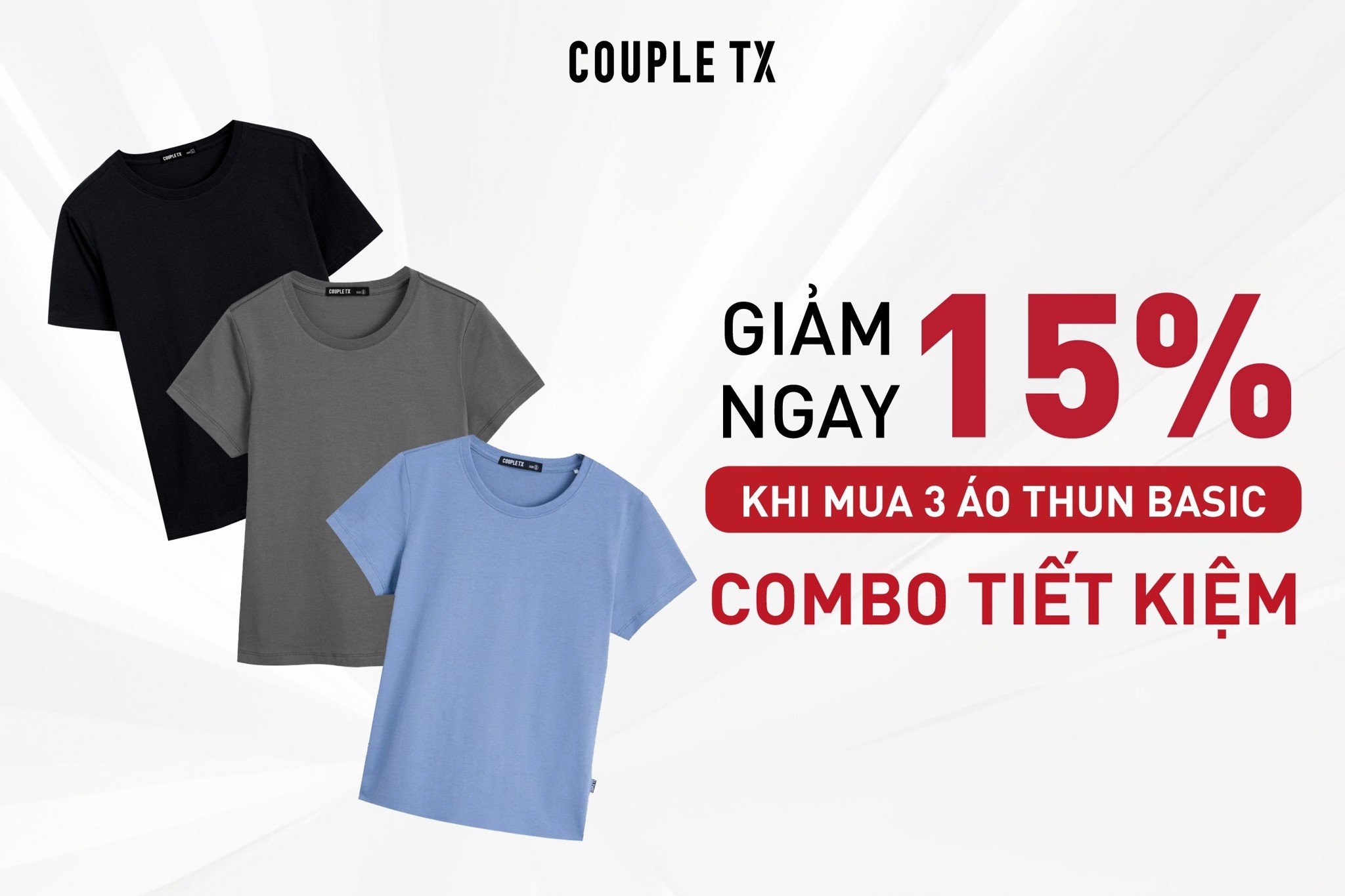 Couple TX tung Combo Basic - Mua 3 áo thun basic giảm 15%, rinh ngay deal hời cho hè này!