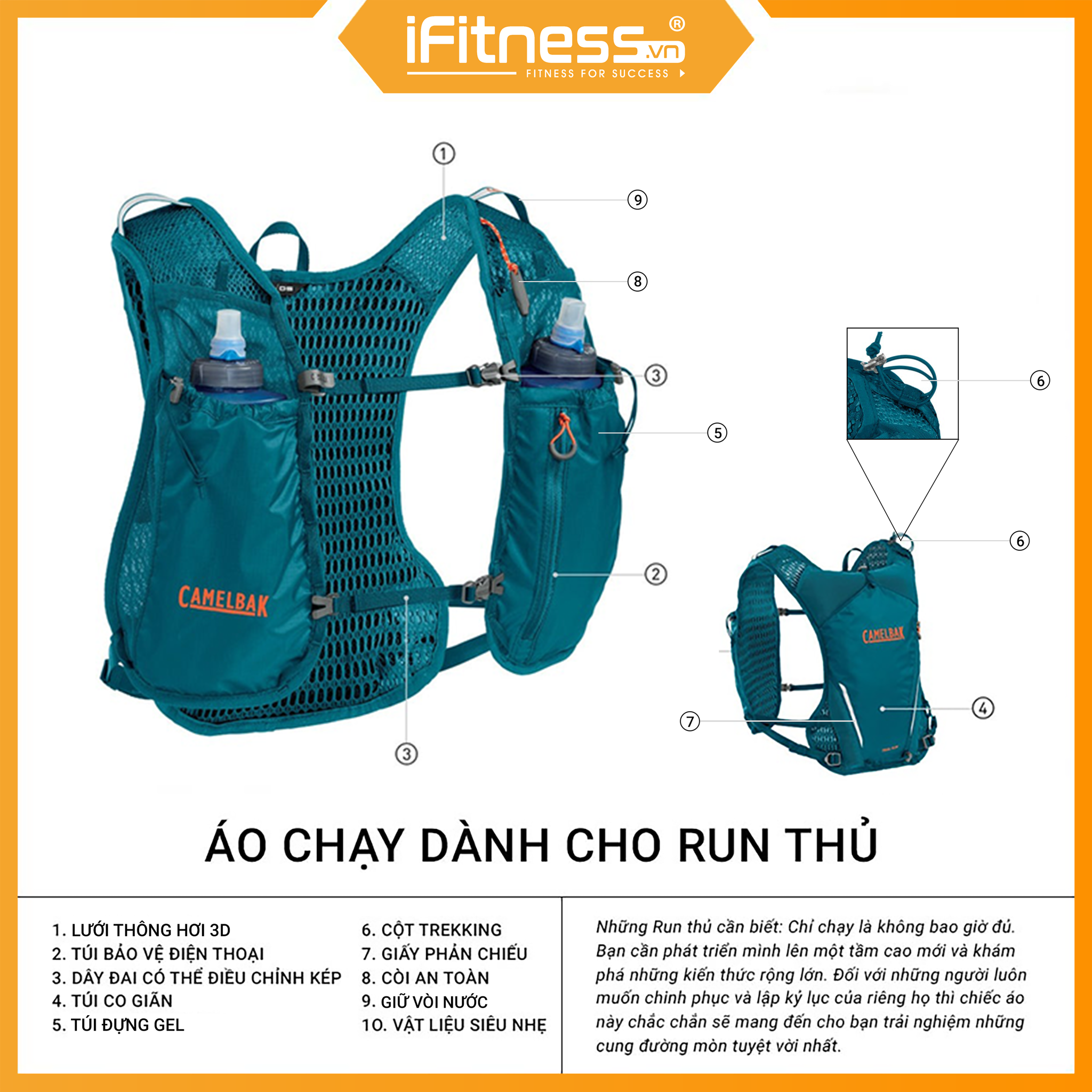 Balo Vest Nước CamelBak Trail Run Hydration Run Vest [1L]