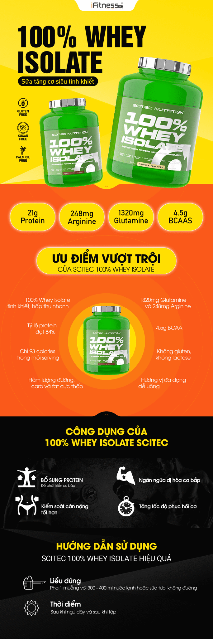 Sữa Tăng Cơ Scitec Nutrition 100% Whey Isolate 2kg ( 80 Servings )