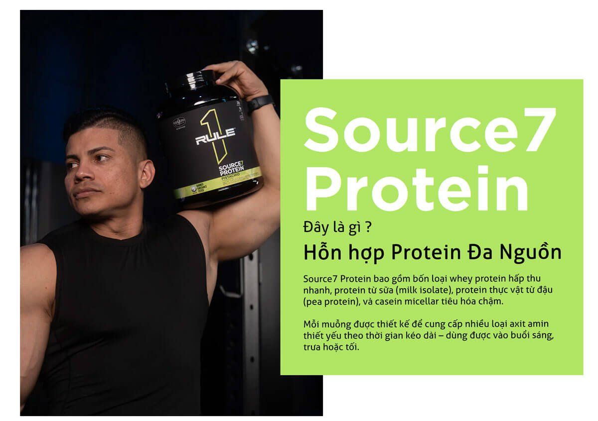 Sữa Tăng Cơ Giảm Mỡ Rule One Protein R1 Source7 Protein Vanilla 4.98 lbs