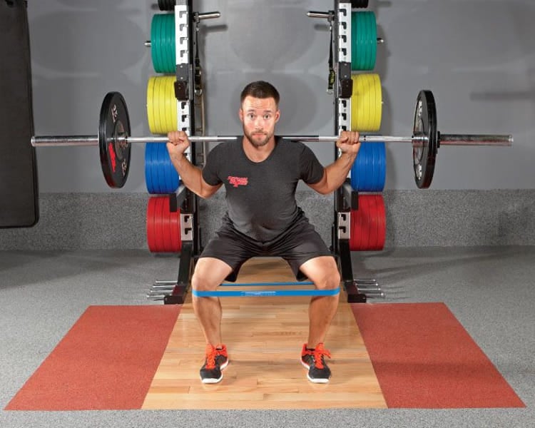 Barbell banded squat