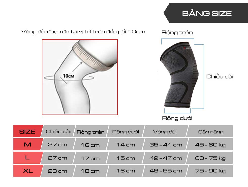 Cách chọn size băng gối thể thao