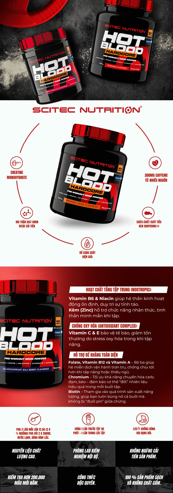 Sữa Uống Trước Khi Tập Scitec Nutrition Pre Workout Hot Blood Hardcore