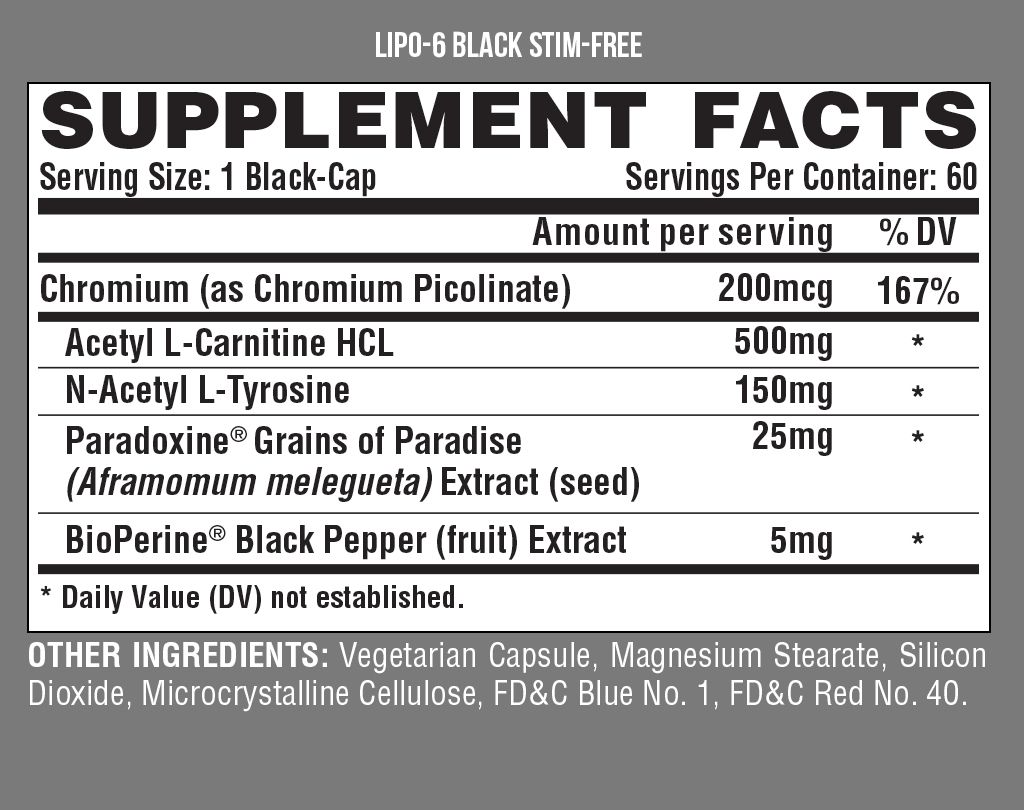 lipo6 black stim-free suppfacts