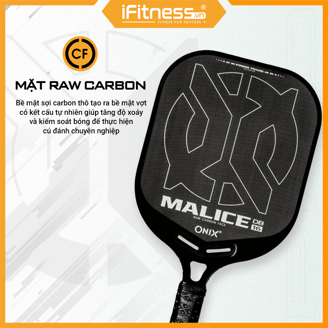Vợt Pickleball Chuyên Nghiệp Onix MALICE DB, Raw Carbon 14mm & 16mm