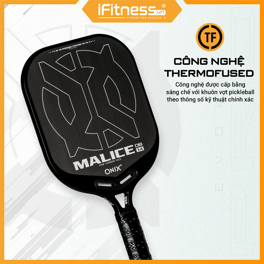 Vợt Pickleball Chuyên Nghiệp Onix MALICE DB, Raw Carbon 14mm & 16mm