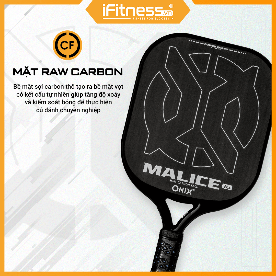 Vợt Pickleball MALICE OPEN THROAT Raw Carbon 14mm & 16mm