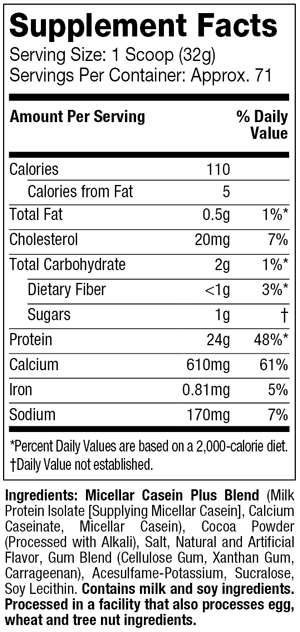 supp facts casein gold 5lb choco