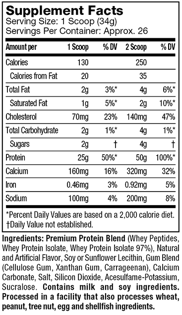 supp facts nt whey protein plus Vanilla