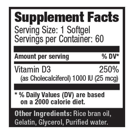 ultimate nutrition Vitamin D 1000g facts