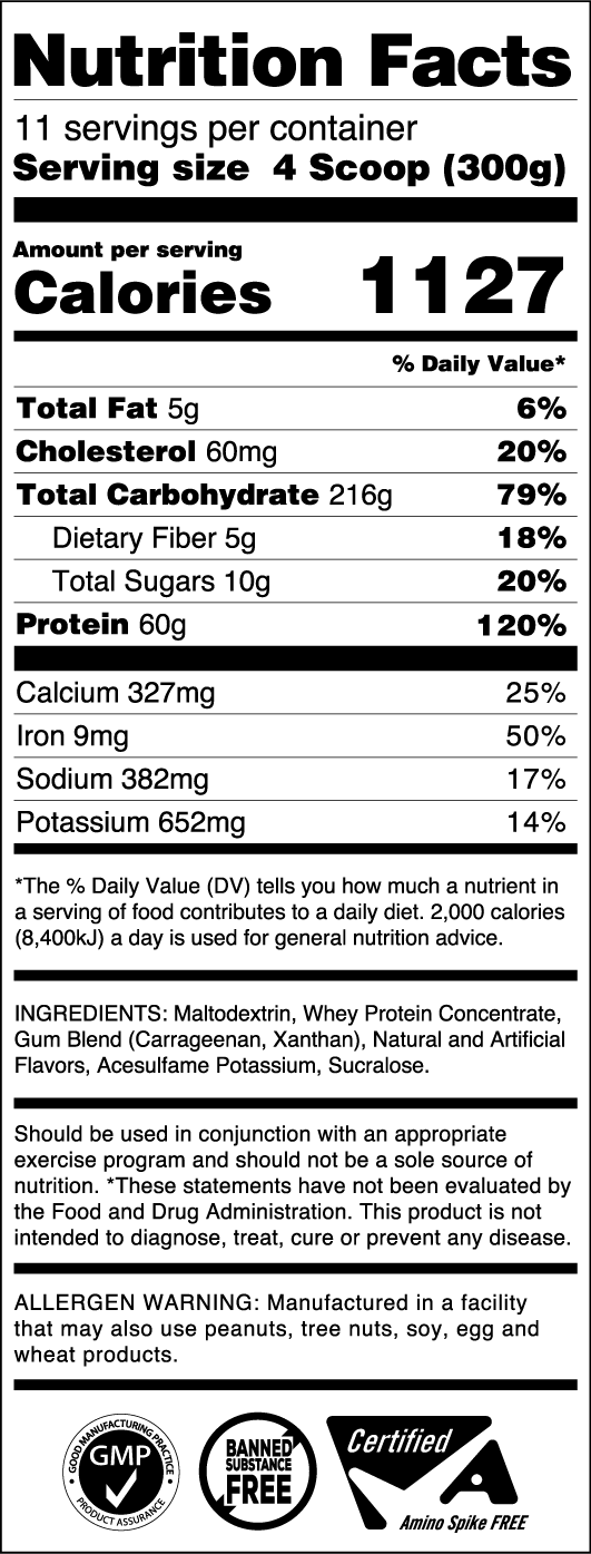 wheylabs prostandard mass facts