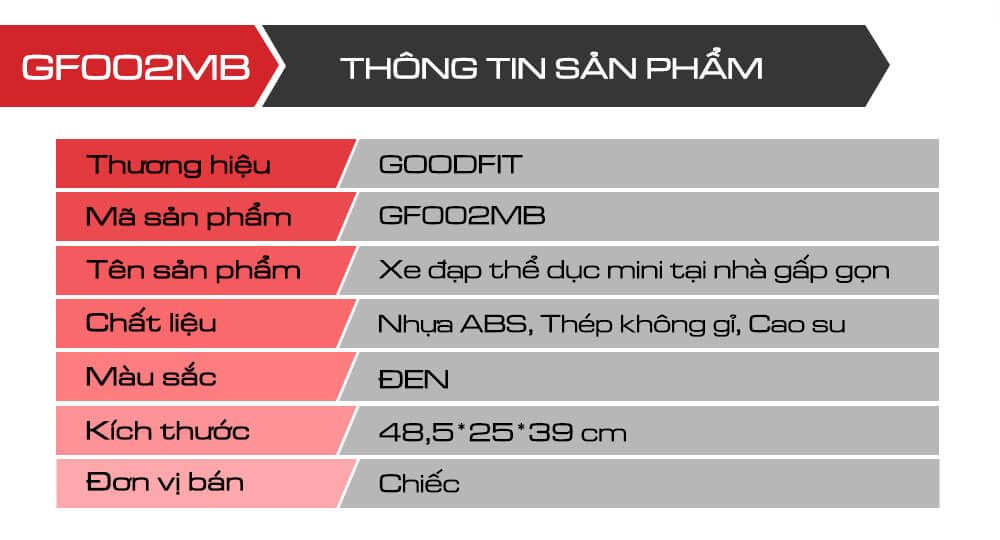 Xe đạp thể dục mini tại nhà gấp gọn GoodFit GF002MB