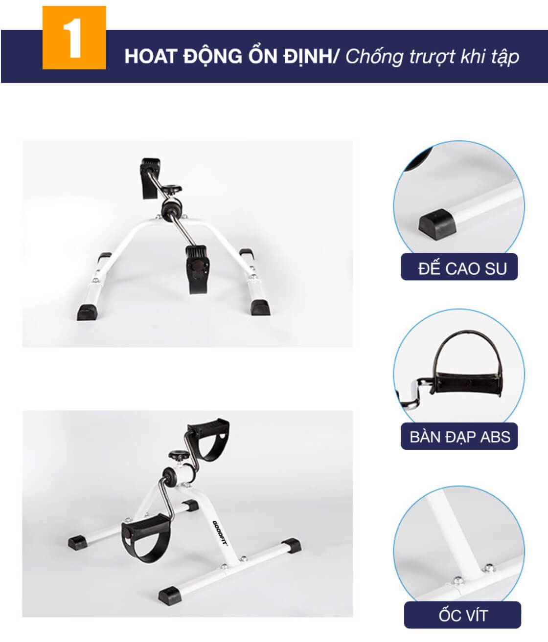 Xe đạp thể dục mini tại nhà gấp gọn GoodFit GF003MB