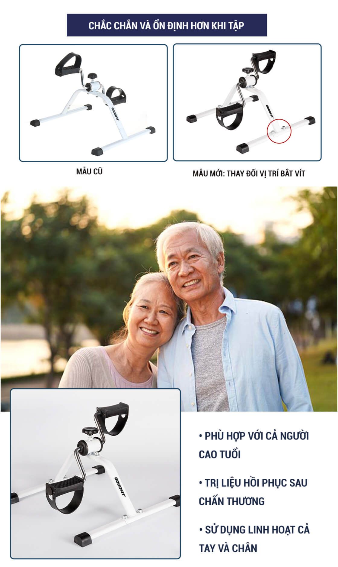 Xe đạp thể dục mini tại nhà gấp gọn GoodFit GF003MB