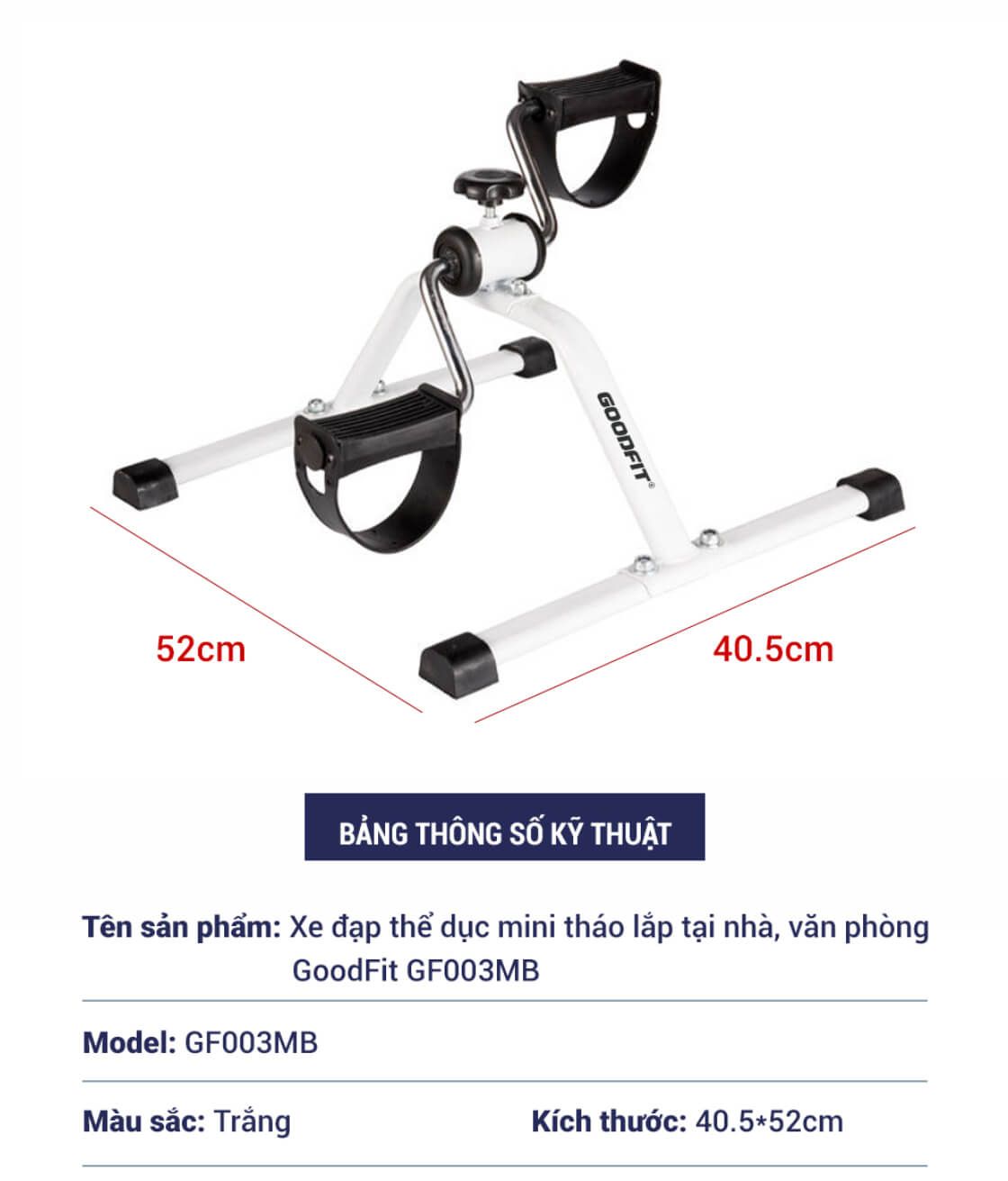 Xe đạp thể dục mini tại nhà gấp gọn GoodFit GF003MB