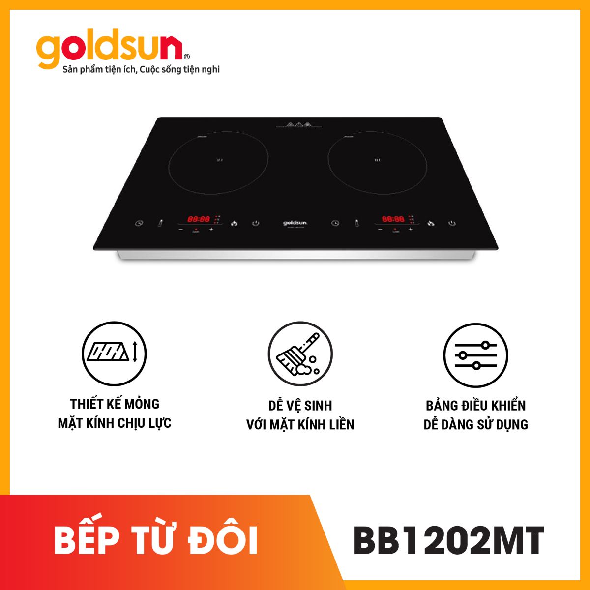 Bếp điện từ đôi Goldsun BB1202MT