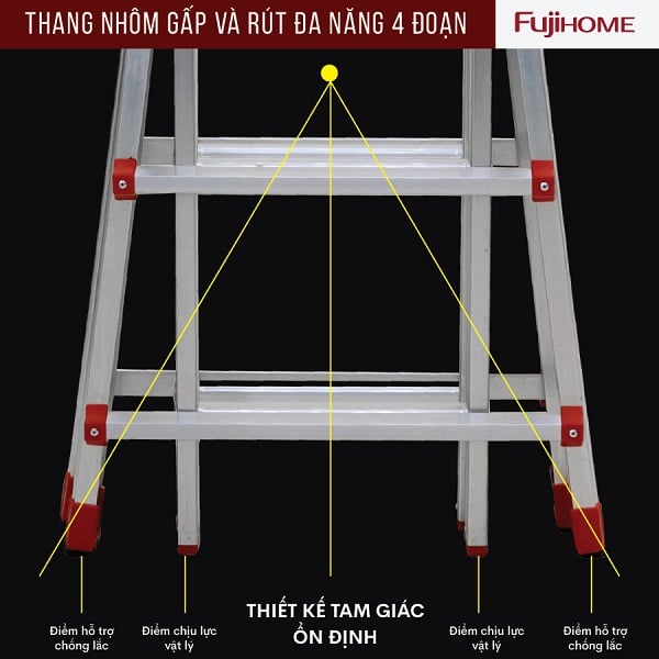 THANG NHÔM GẤP VÀ RÚT ĐA NĂNG 4 ĐOẠN FUJIHOME ML44