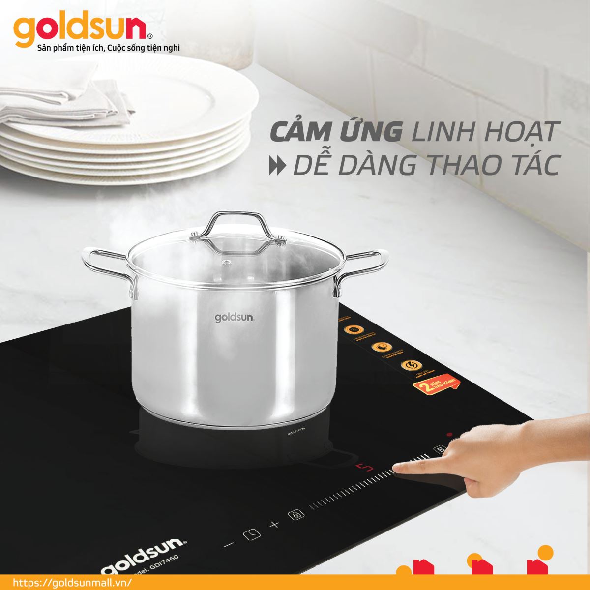 Bếp điện từ đôi Goldsun GDI7460